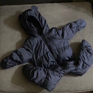 Navy Blue Baby Snowsuit with Bear Ears